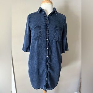 Dex Dark Blue chambray dress size small with pockets!